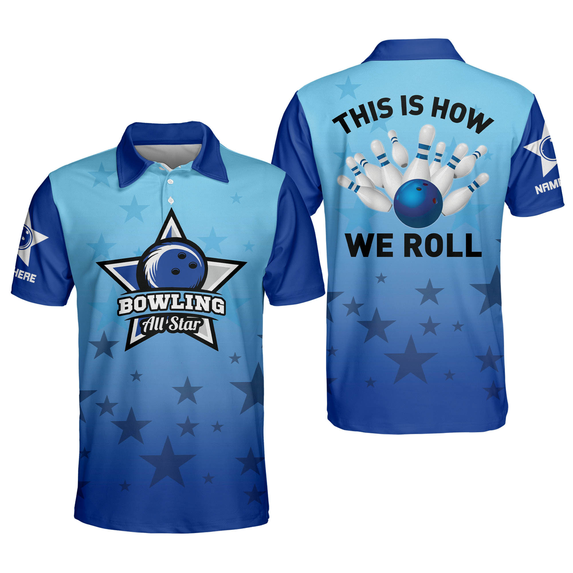 Personalized Name Funny Bowling Shirts for Men This is How We Roll Star ...